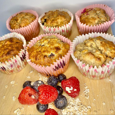 Banana and berry Muffins, Baking, treat, blueberry, Strawberry, healthy muffins