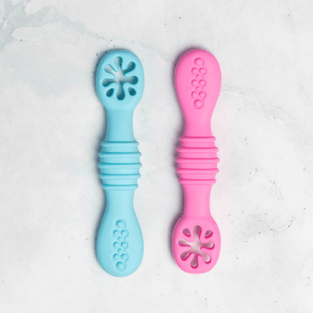 Anneau de dentition cuillère d'entraînement en silicone (ensemble de deux)