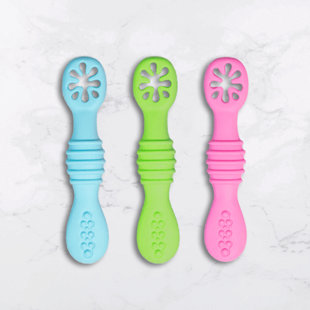 Anneau de dentition cuillère d'entraînement en silicone (ensemble de deux)