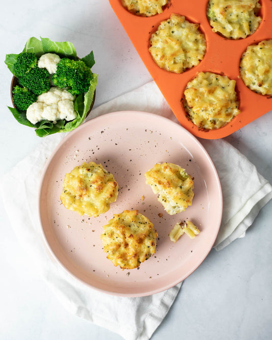 Broccoli and Cauliflower Mac and Cheese Muffins