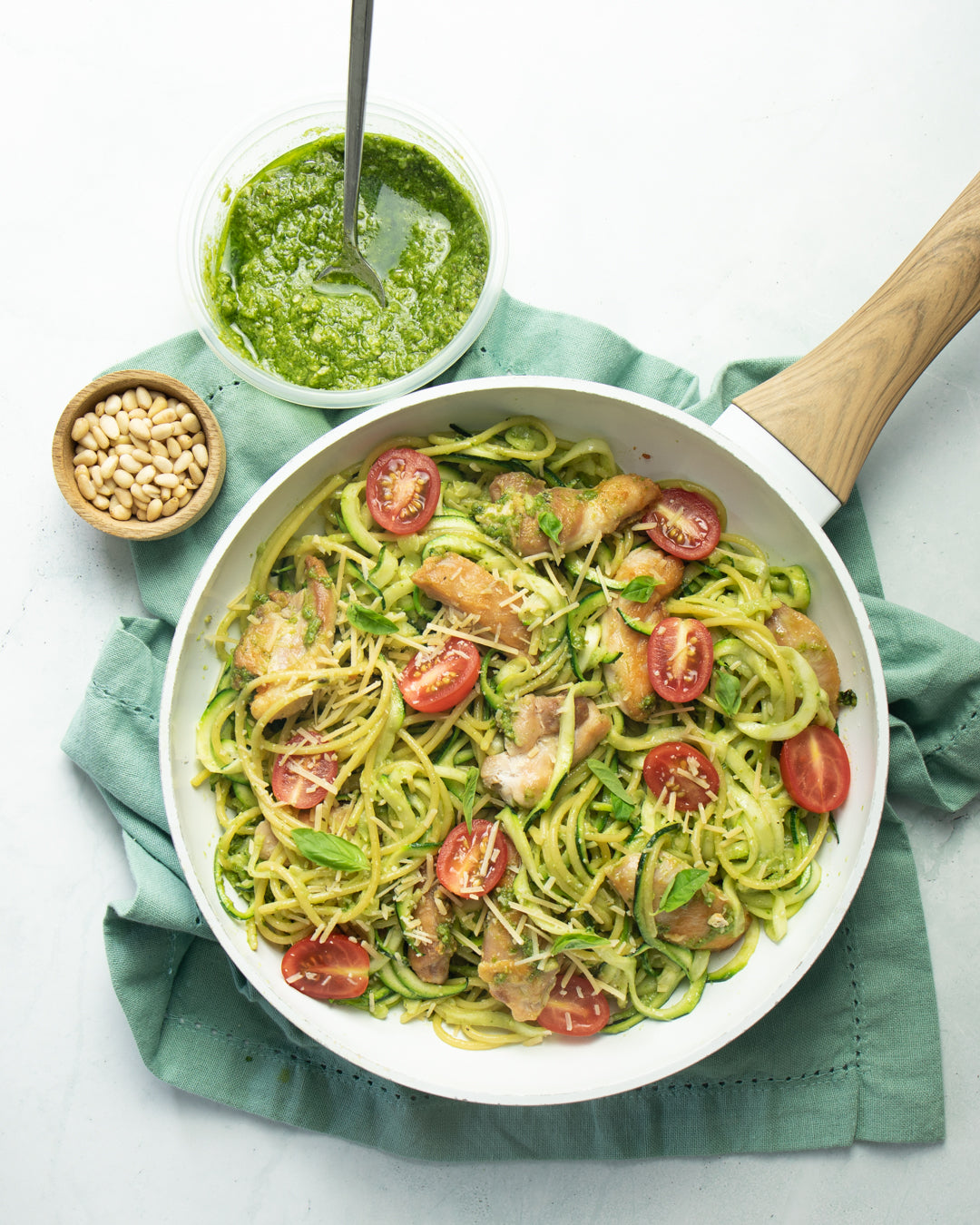 Zoodles with Chicken and Pesto