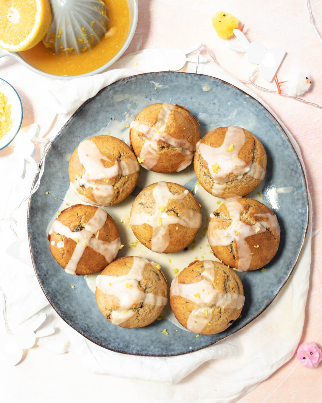 Orange & Raisin Hot Cross Bun Muffins 