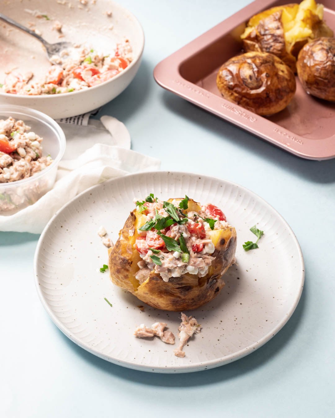 Spicy Tuna and Cottage Cheese Jacket Potato