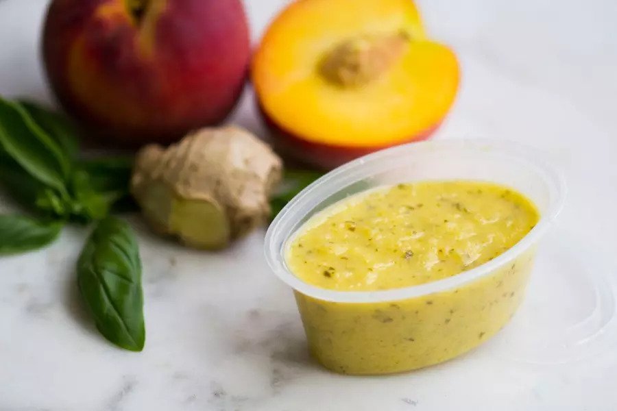 Peach Pureé with Ginger and Basil