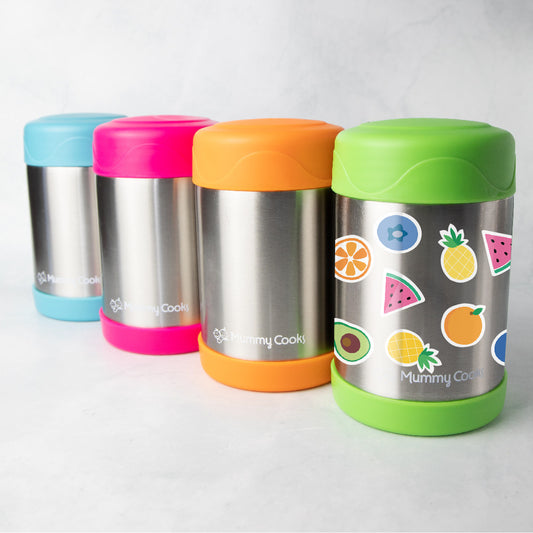 Mummy Cooks 450ml Food Flasks - For an older school going child or adult - keeps food hot or cold for up to 12 hours